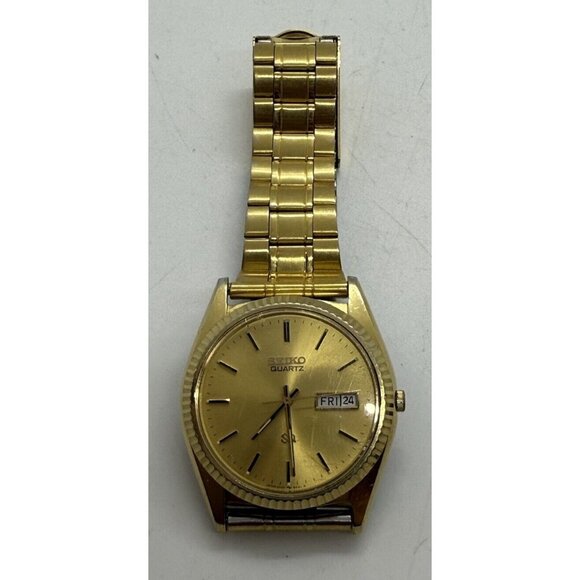 Seiko Other - Seiko SQ Presidential Watch Men's Gold Tone Face Bracelet Day Date 5H23-8020